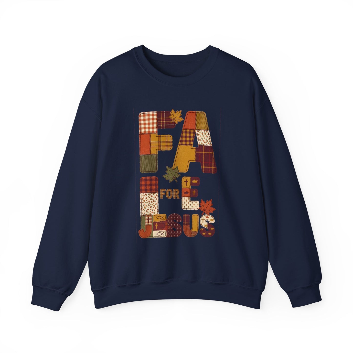 Fall Patchwork "Fae for Jesus" Crewneck Sweatshirt | Thanksgiving Harvest