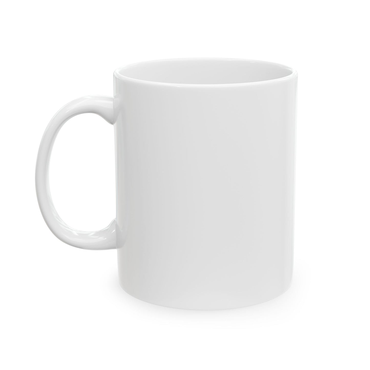 Bold Yellow "love GOD NUFF" Ceramic Mug — Modern Minimalist Coffee Cup (11oz & 15oz)