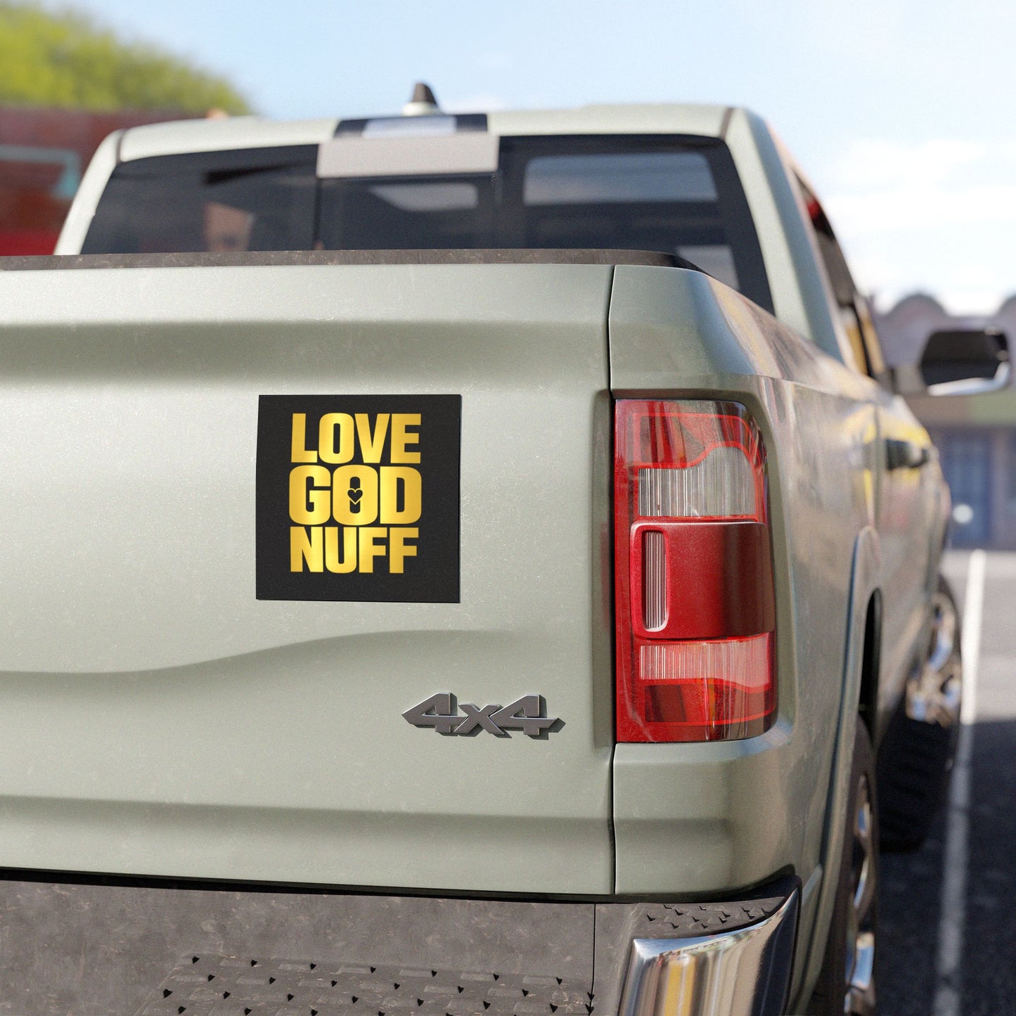 Car Magnet — "Love God Nuff" Bold Gold Faith Sticker