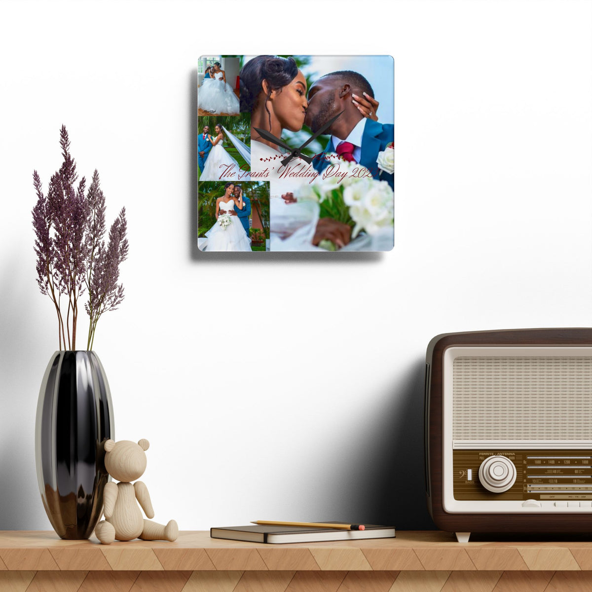 Our Wedding Day – Personalised Wedding Photo Clock | Custom Couple Keepsake Gift