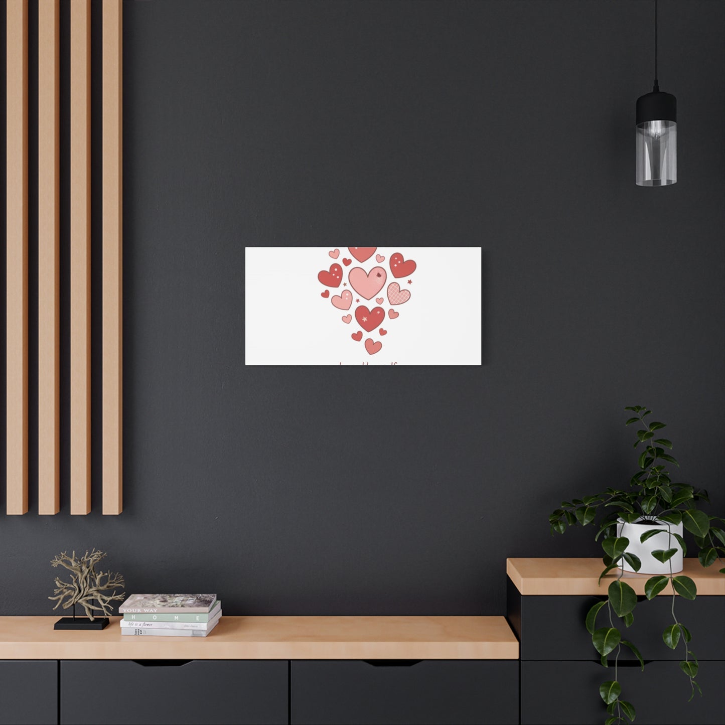 Love Yourself Canvas Wall Art — Watercolor Hearts Inspirational Home Decor