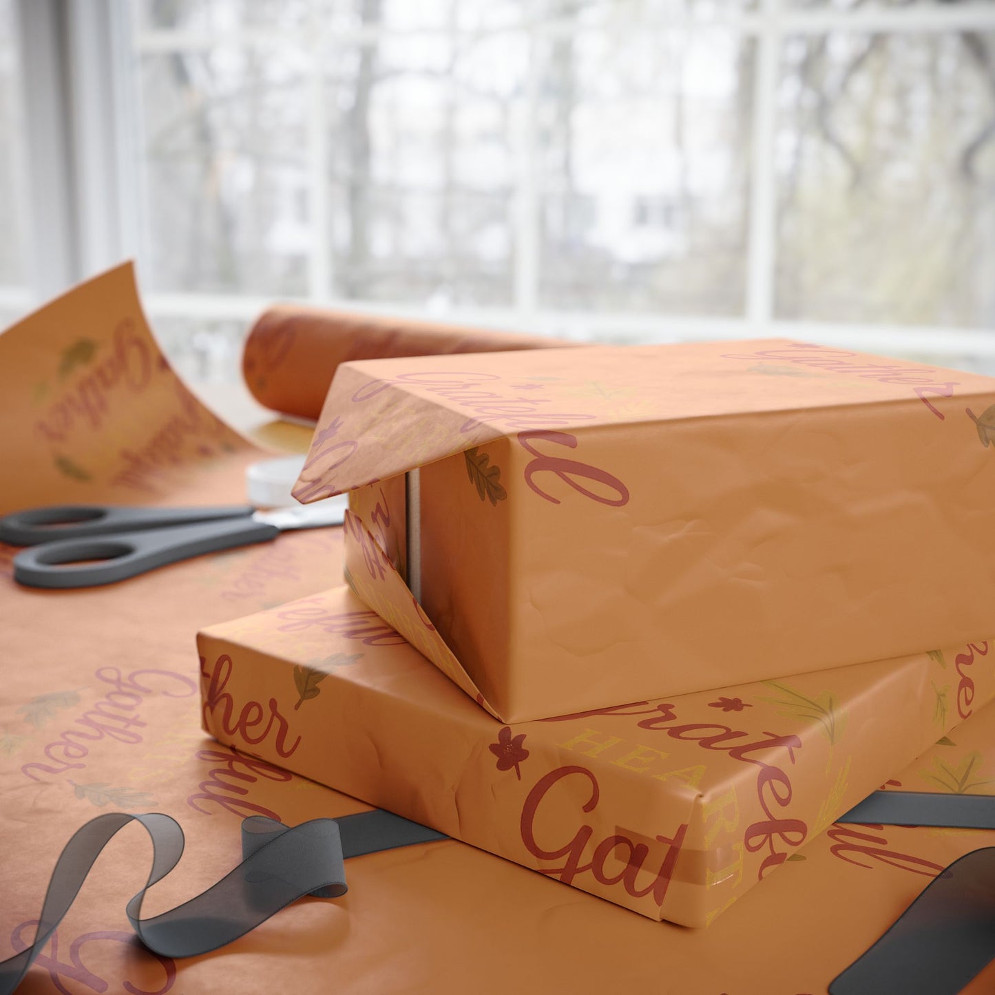 Autumn Gather Wrapping Paper – Grateful Gather Design for Festive Gift Wrapping