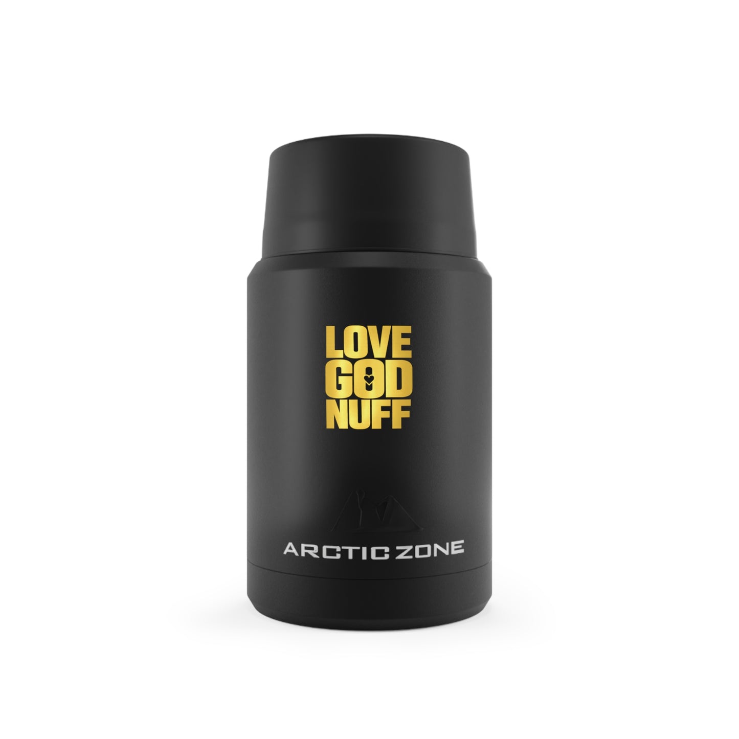 Titan Copper Insulated Food Jar — "LOVE GOD NUFF" Matte Black Thermal Container