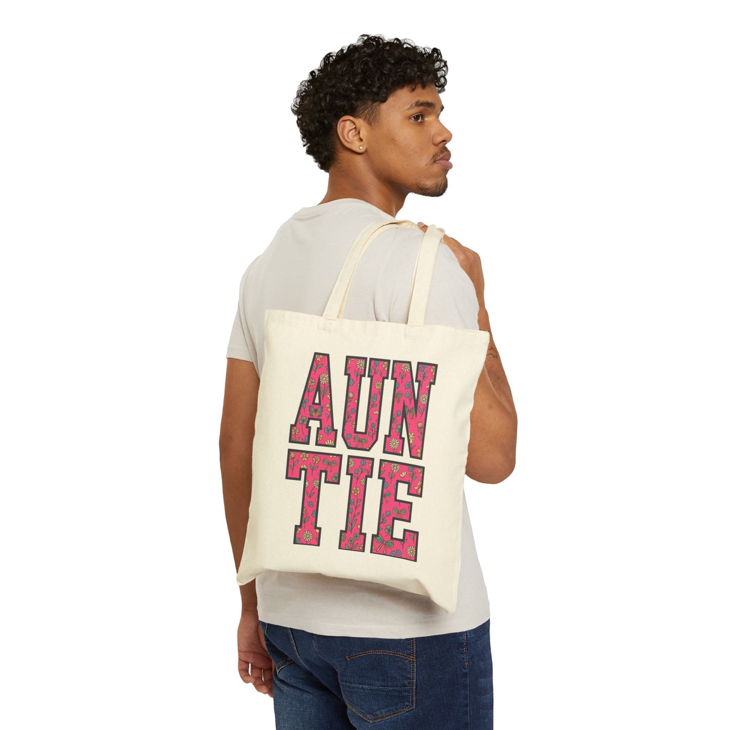 Auntie varsity block print Tote | Auntie canvas bag, family identity