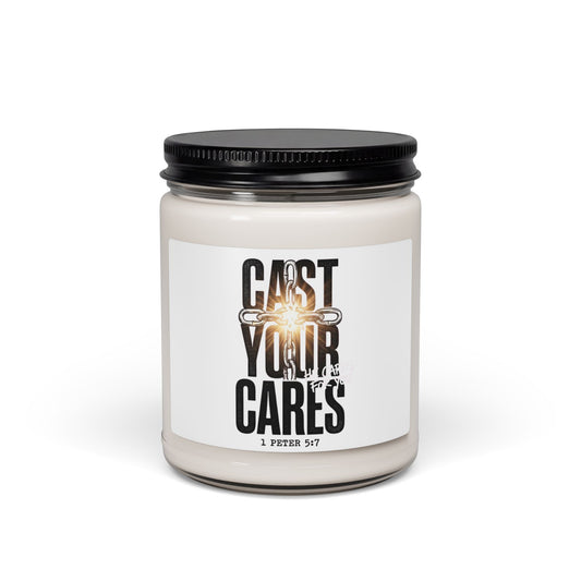 Cast Your Cares Candle | Soy Jar Candle, Christian Streetwear Typography