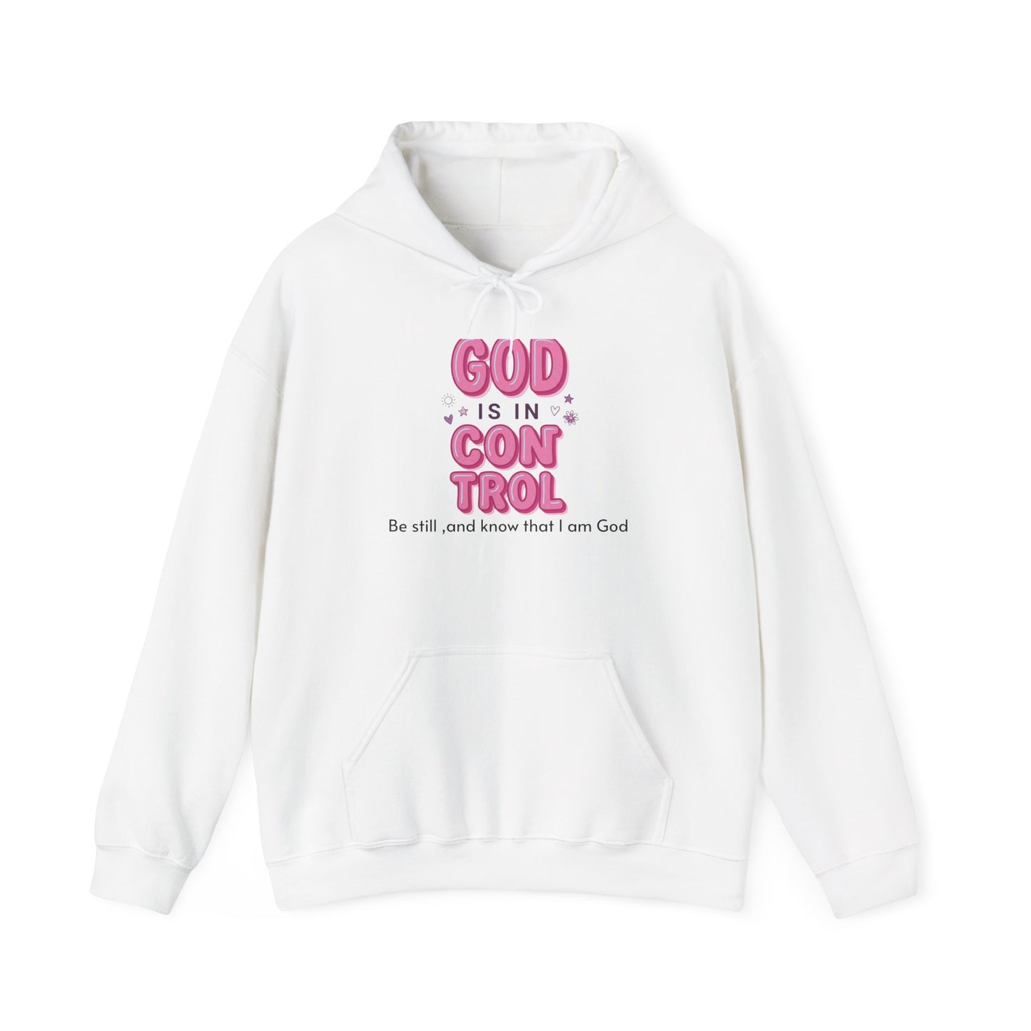 God Is in Control Hoodie | Christian Rainbow Script, Playful Faith Apparel