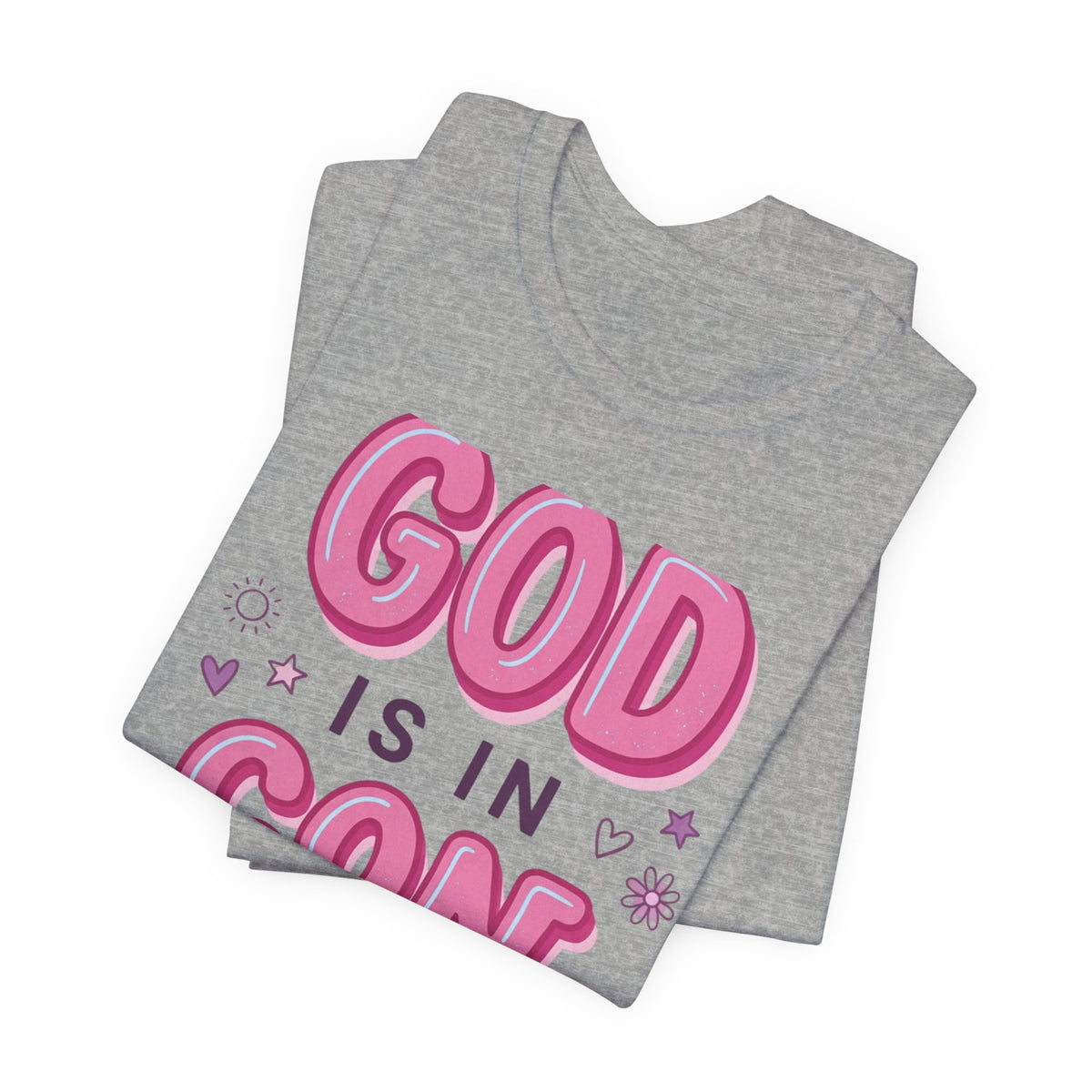 God Is In Control Tee | Christian faith shirt, playful rainbow script