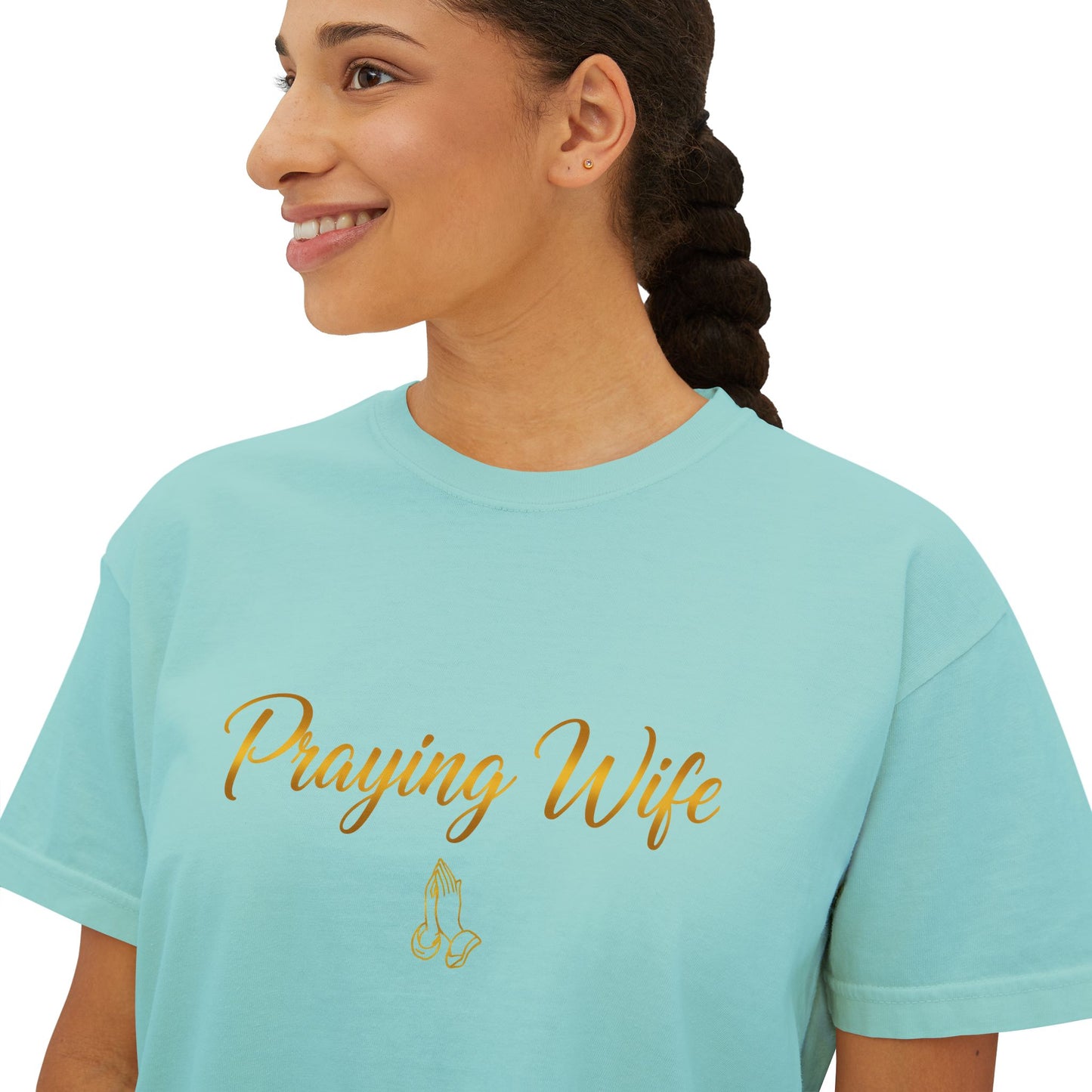 Praying Wife Boxy Tee — Spiritual Christian Shirt for Faithful Wives