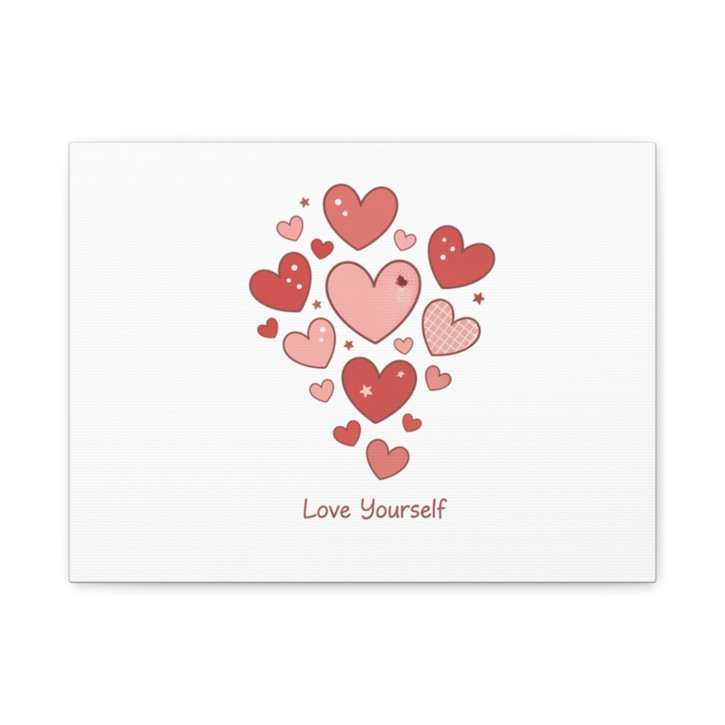 Love Yourself Canvas Wall Art — Watercolor Hearts Inspirational Home Decor