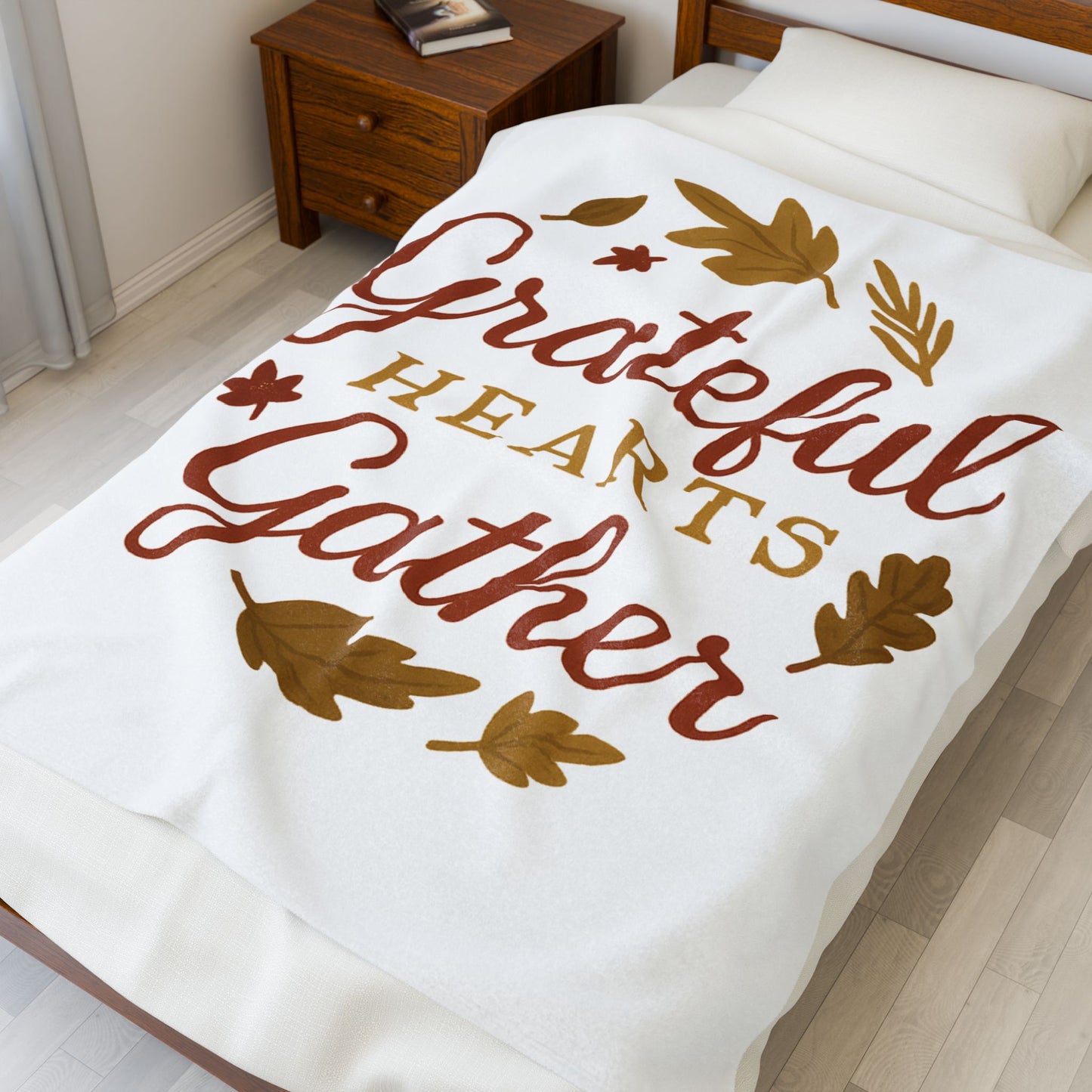 Grateful Hearts Gather Velveteen Plush Blanket