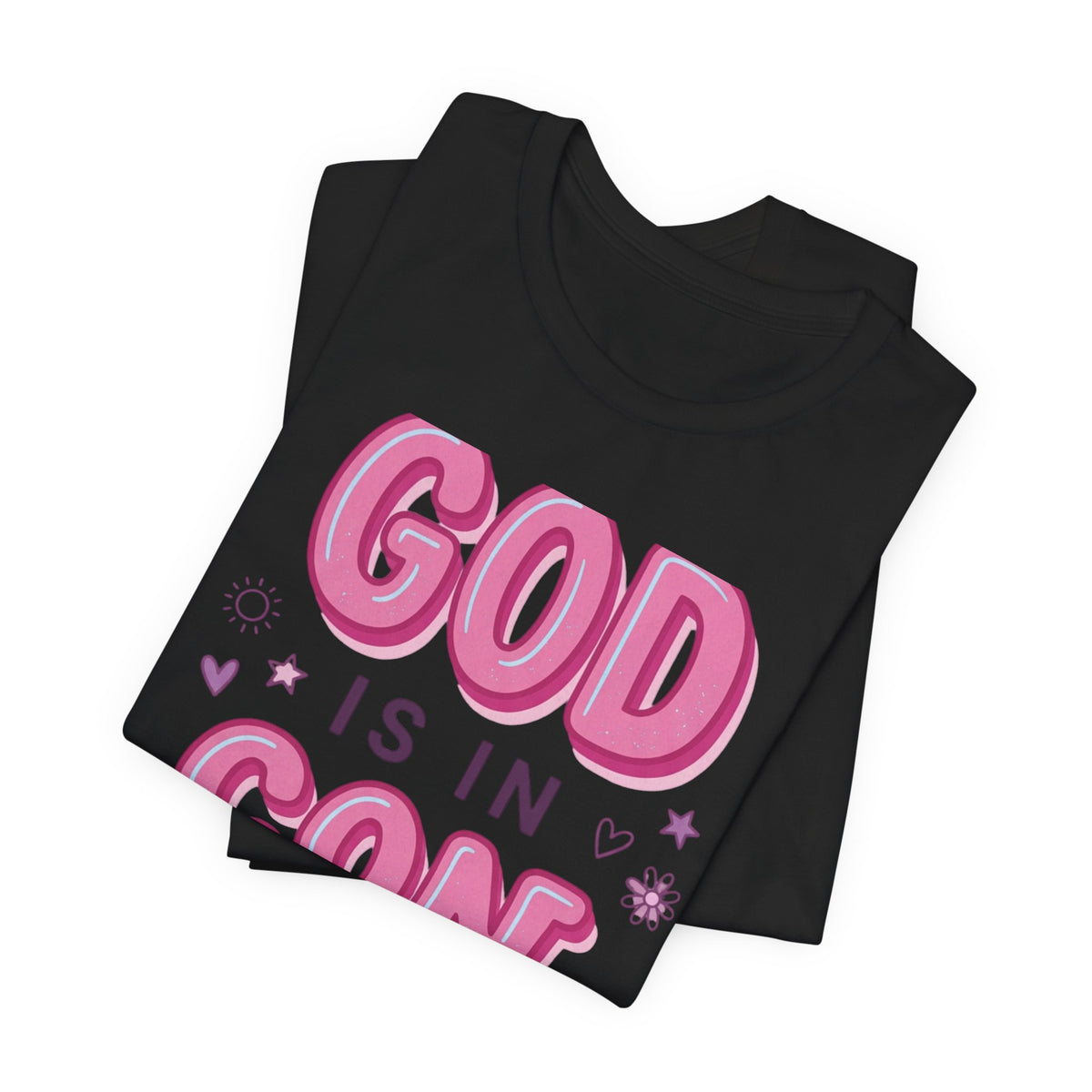 God Is In Control Tee | Christian faith shirt, playful rainbow script