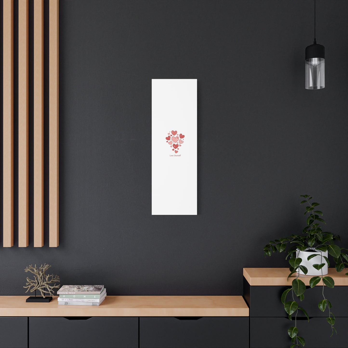 Love Yourself Canvas Wall Art — Watercolor Hearts Inspirational Home Decor