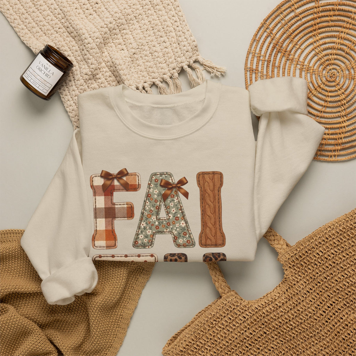 Faith Fall Crewneck Sweatshirt | Christian Autumn, Leaves & Plaid