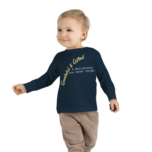 Gold-Printed Toddler Long Sleeve Tee | Perfect for Everyday Play, Birthdays, Holidays, and Family Photos