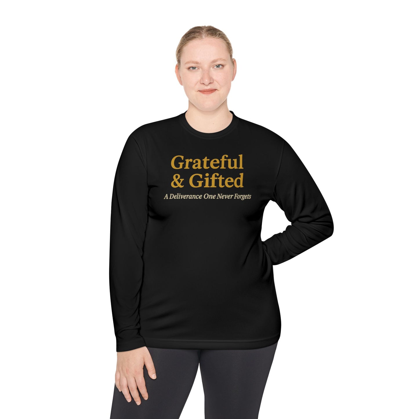 Grateful & Gifted Long Sleeve Tee | Inspirational Gift, Unisex Shirt, Perfect for Celebrations, Casual Wear, Thoughtful Present