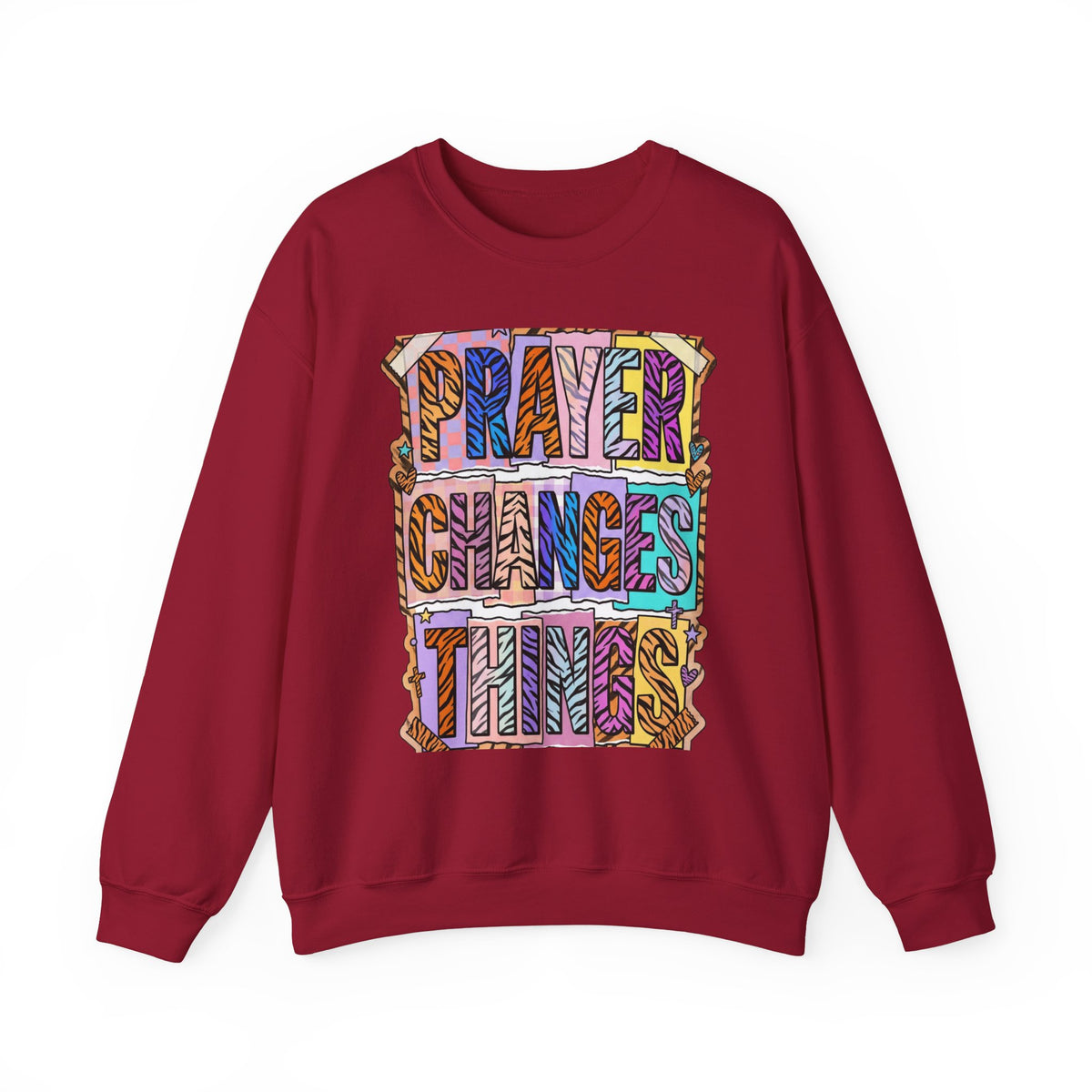Prayer Changes Things Sweatshirt | Christian rainbow scripture, mixed-font faith