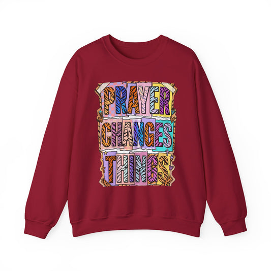Prayer Changes Things Sweatshirt | Christian rainbow scripture, mixed-font faith