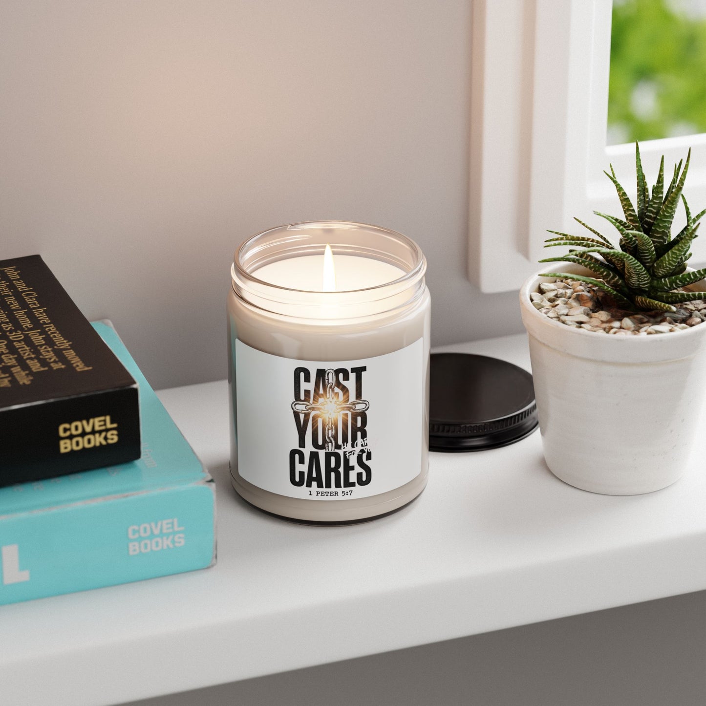 Cast Your Cares Candle | Soy Jar Candle, Christian Streetwear Typography