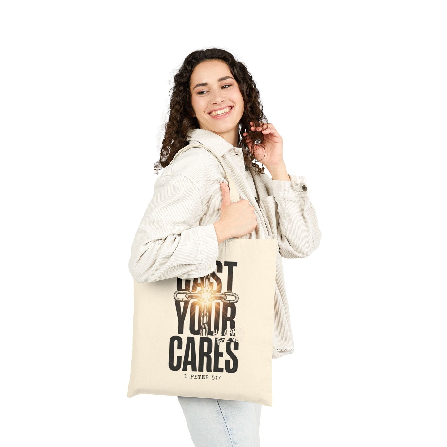 Cast Your Cares Tote | Christian Streetwear, Scripture 1 Peter 5:7