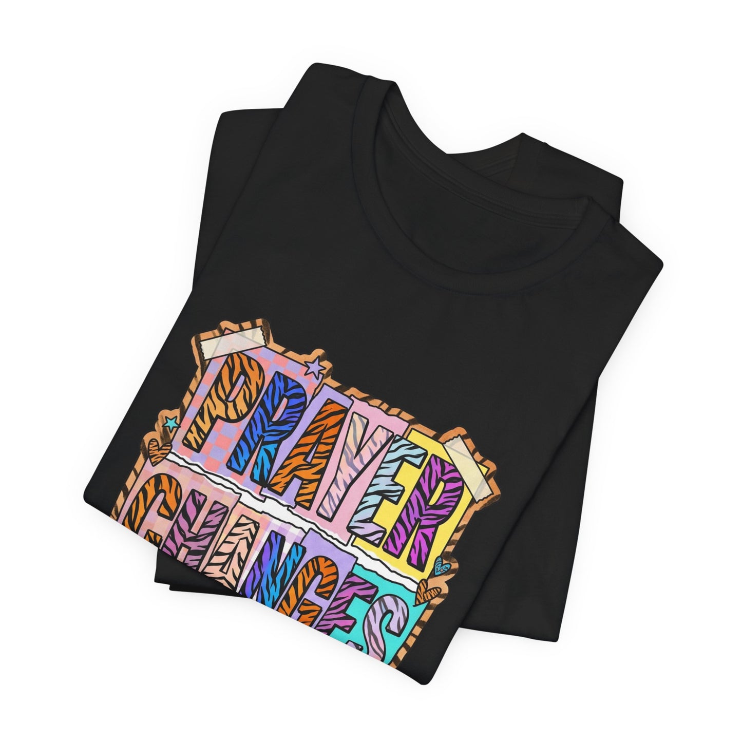 Prayer Changes Things Tee | Christian Rainbow Scripture, Playful Mixed-Font Faith Shirt