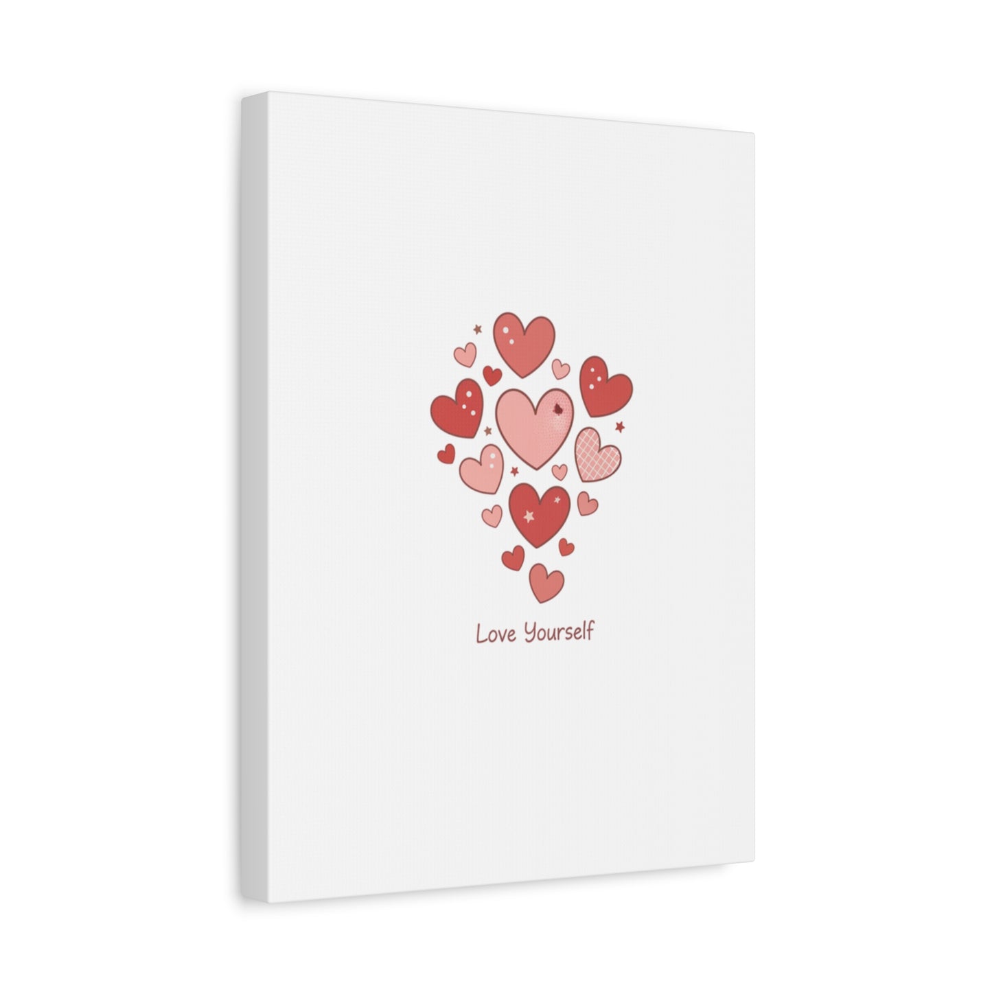 Love Yourself Canvas Wall Art — Watercolor Hearts Inspirational Home Decor