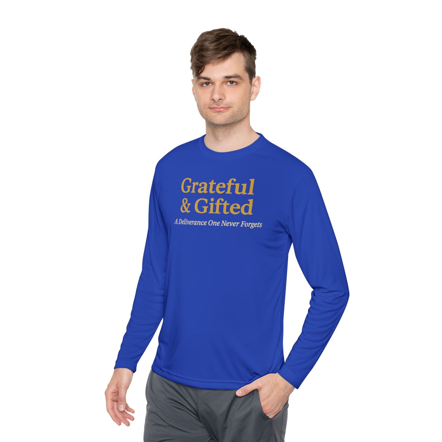 Grateful & Gifted Long Sleeve Tee | Inspirational Gift, Unisex Shirt, Perfect for Celebrations, Casual Wear, Thoughtful Present