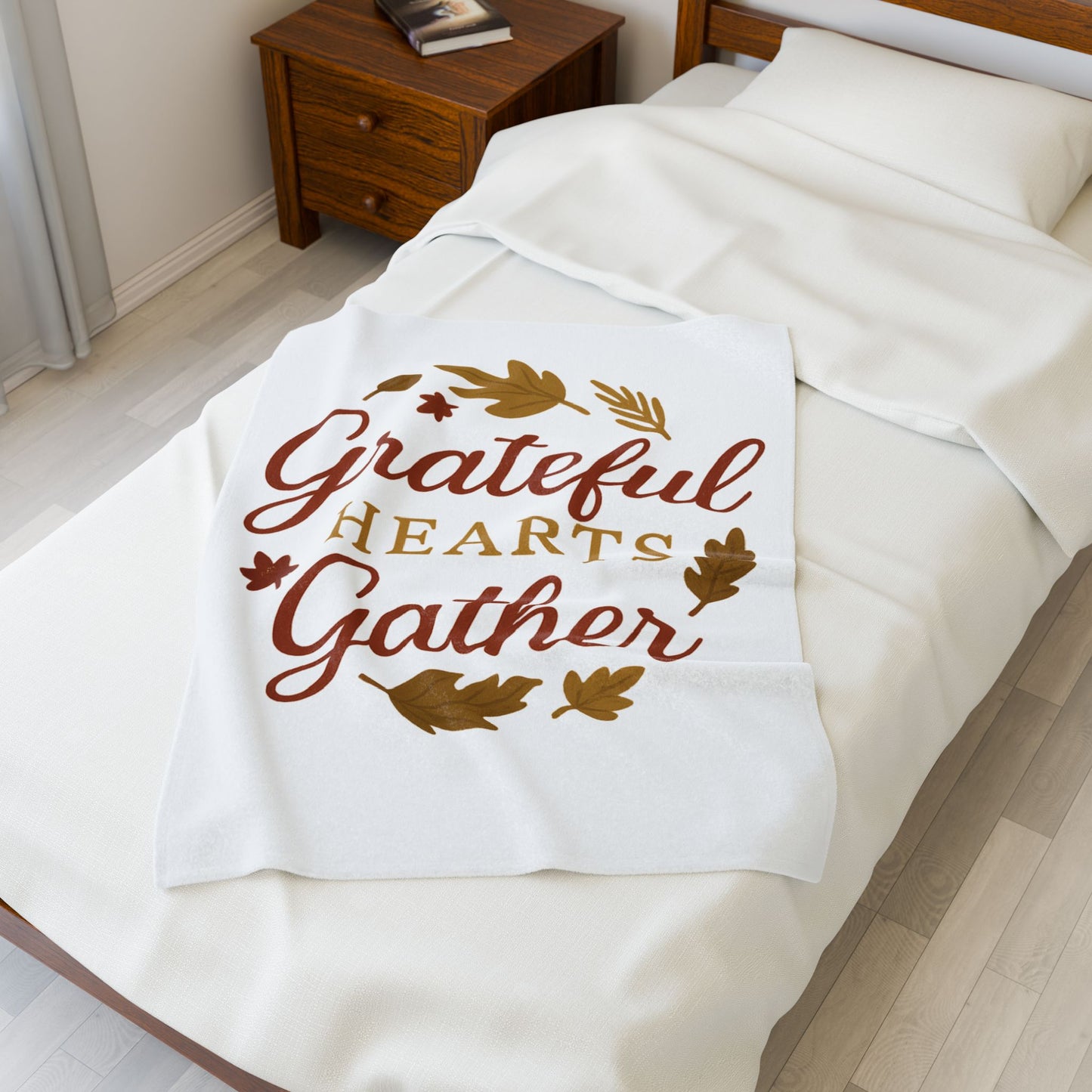 Grateful Hearts Gather Velveteen Plush Blanket