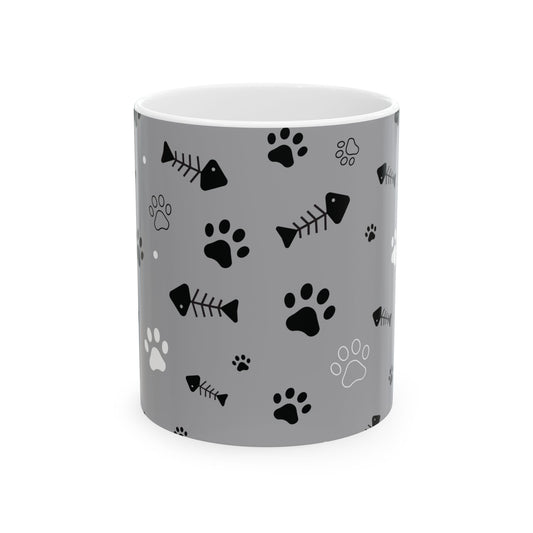 Fish Bone Ceramic Mug, (11oz, 15oz), Fish Bone Coffee Mug,