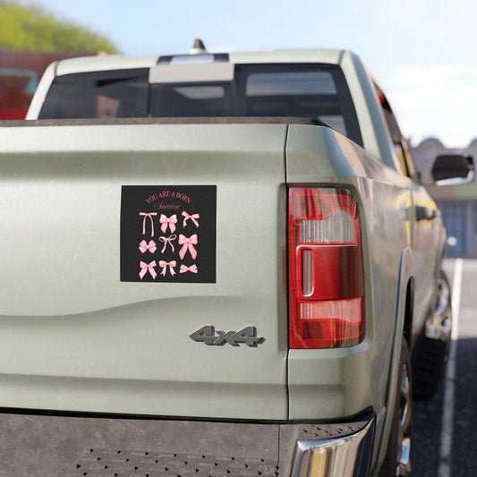Pink Ribbon Survivor Car Magnets | Breast Cancer Awareness, Supportive Gifts, Women's Empowerment, Inspirational Décor, Car Accessories