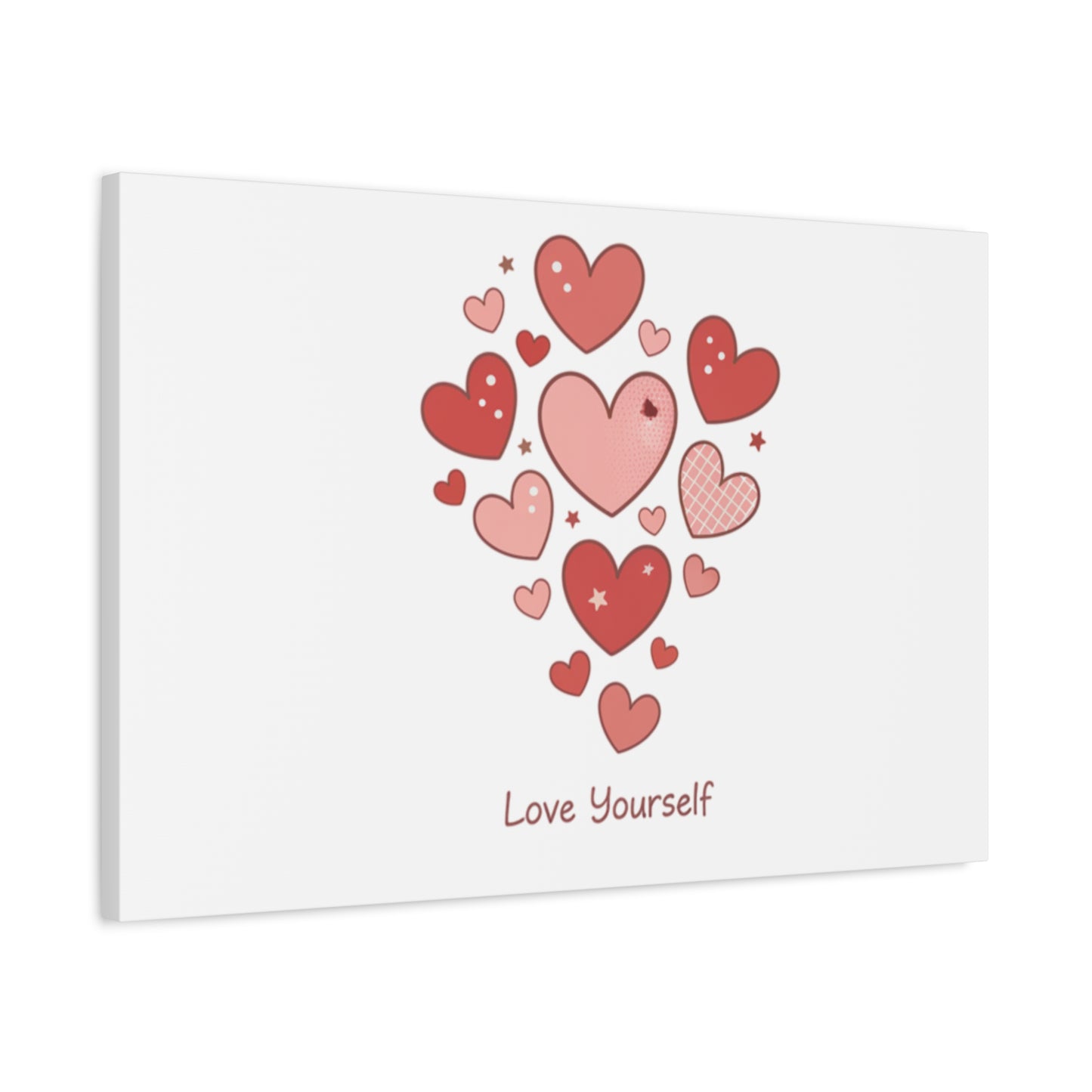 Love Yourself Canvas Wall Art — Watercolor Hearts Inspirational Home Decor