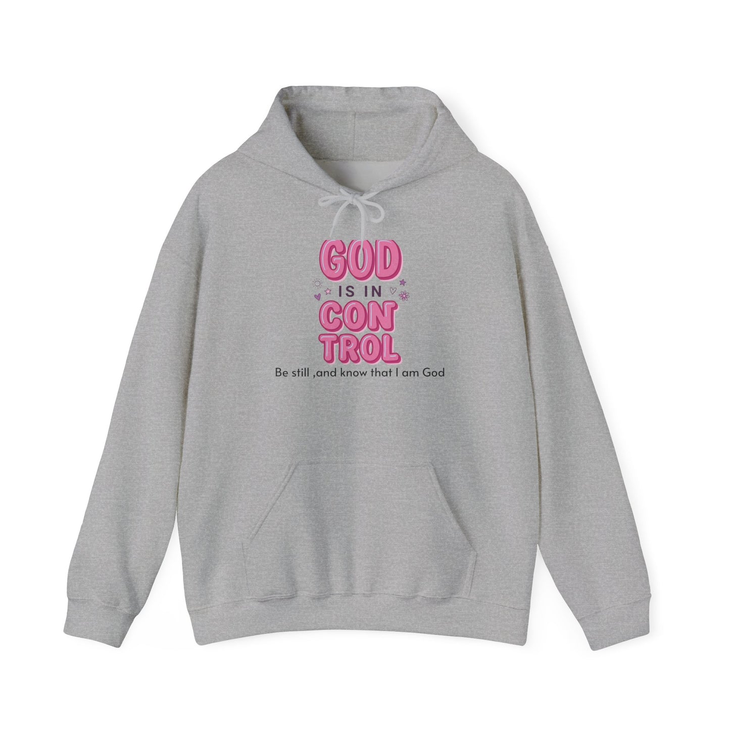 God Is in Control Hoodie | Christian Rainbow Script, Playful Faith Apparel