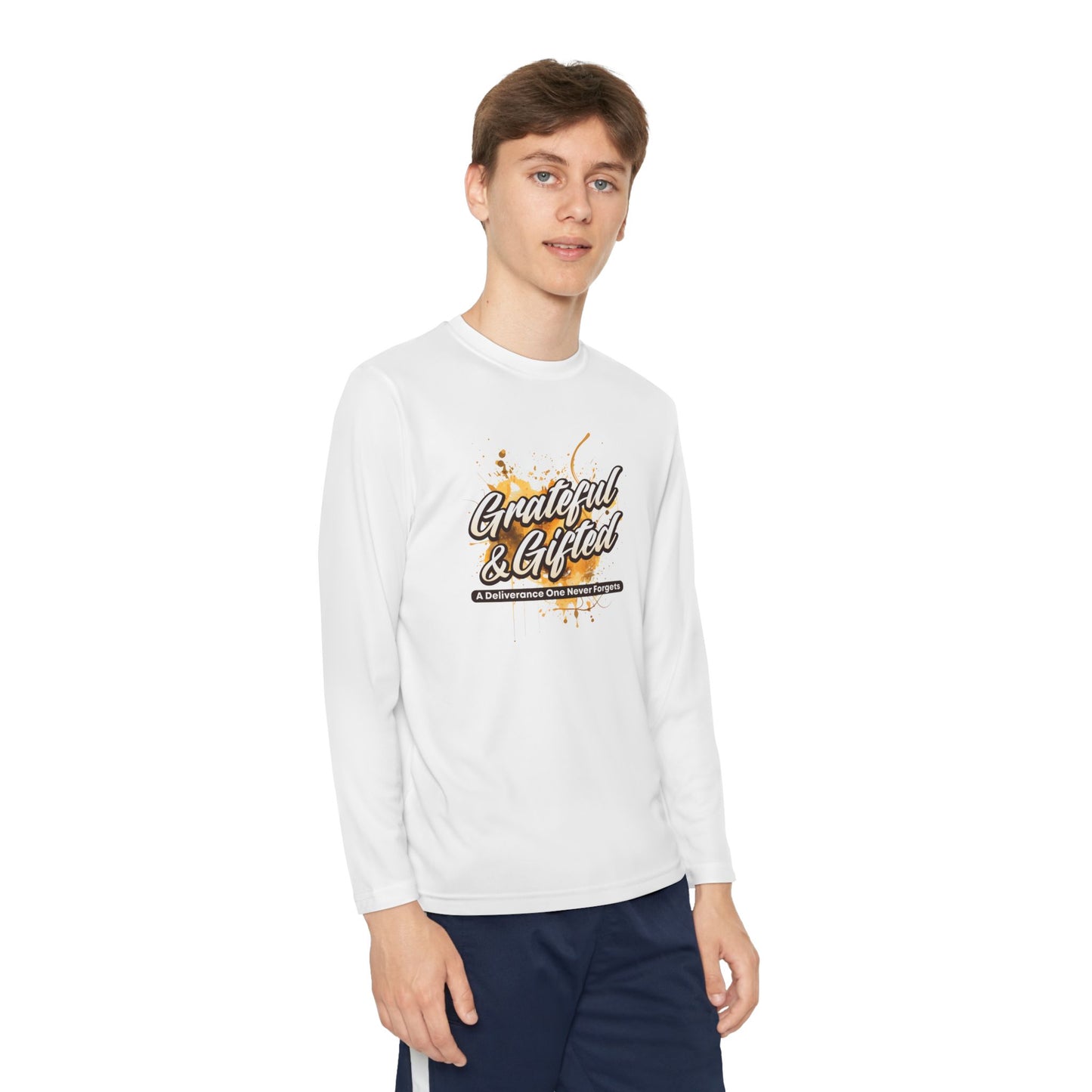 Youth Long Sleeve Tee — "Grateful & Gifted" Inspirational Kids Shirt