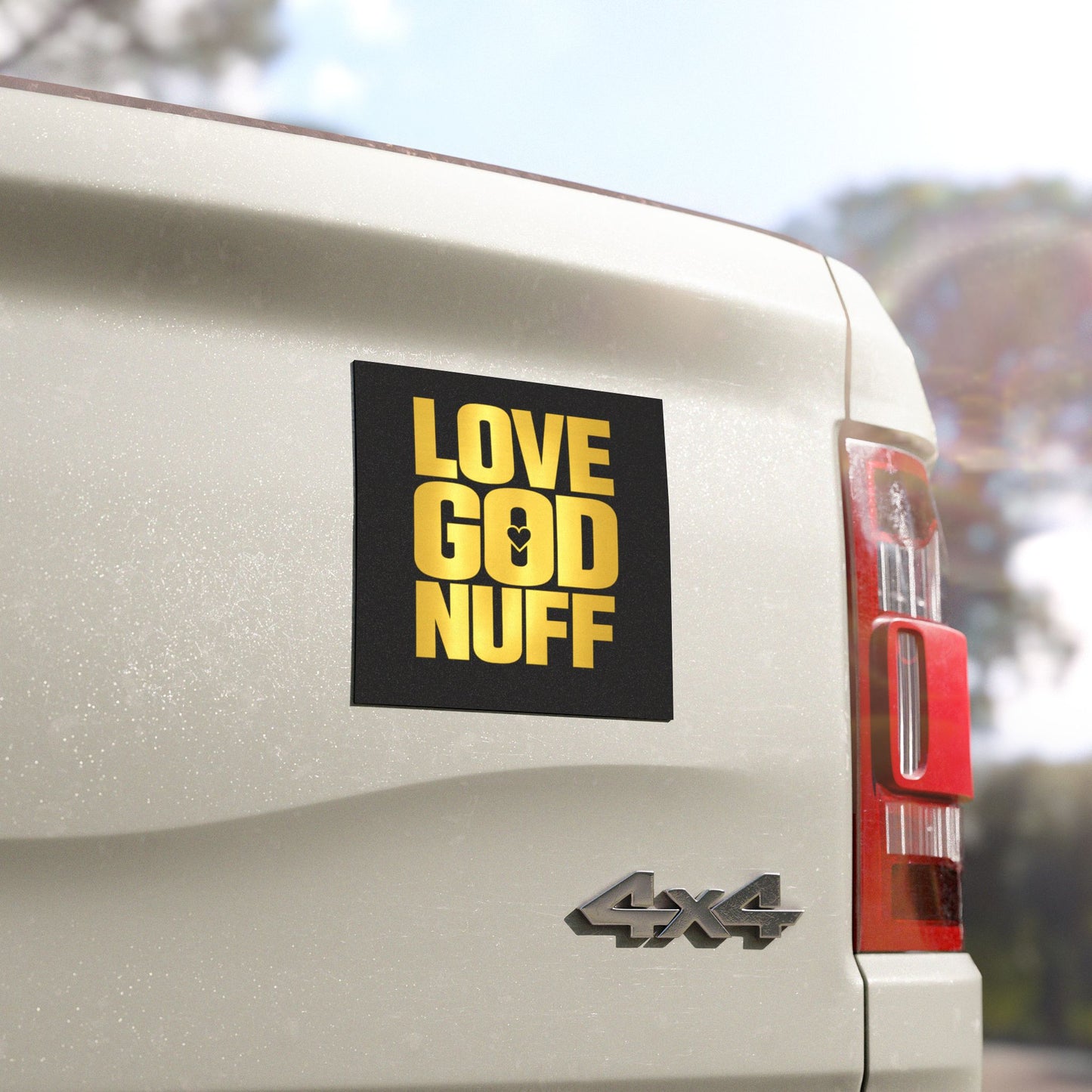 Car Magnet — "Love God Nuff" Bold Gold Faith Sticker
