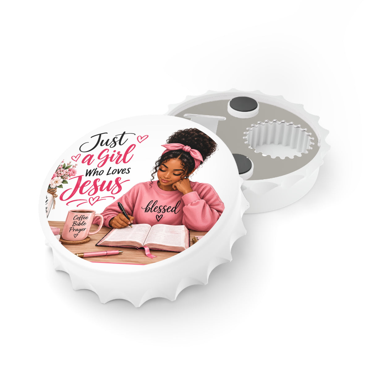 Just a Girl Who Loves Jesus Bottle Opener — Christian Faithful Woman Design