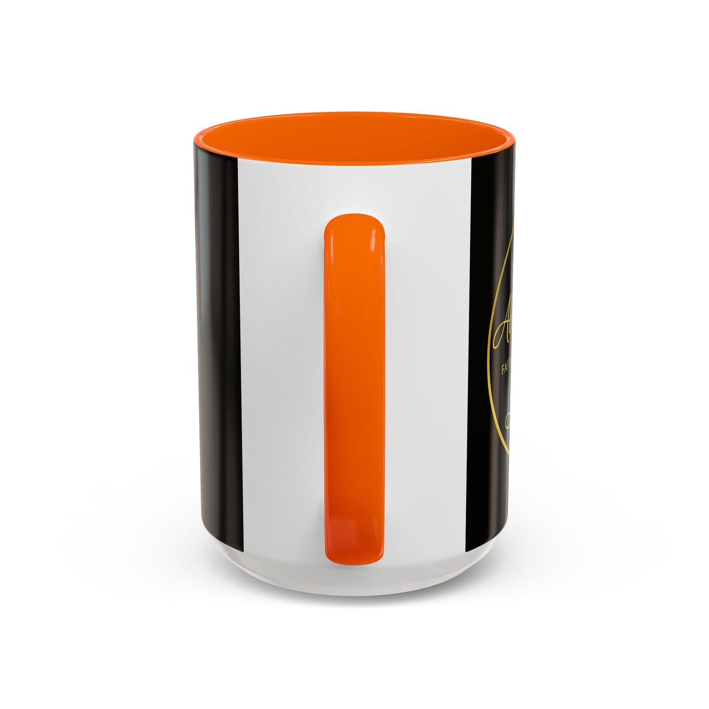 Black Accent Coffee Mug — "Abafamilystore: Faith • Family • Purpose" Gold Logo