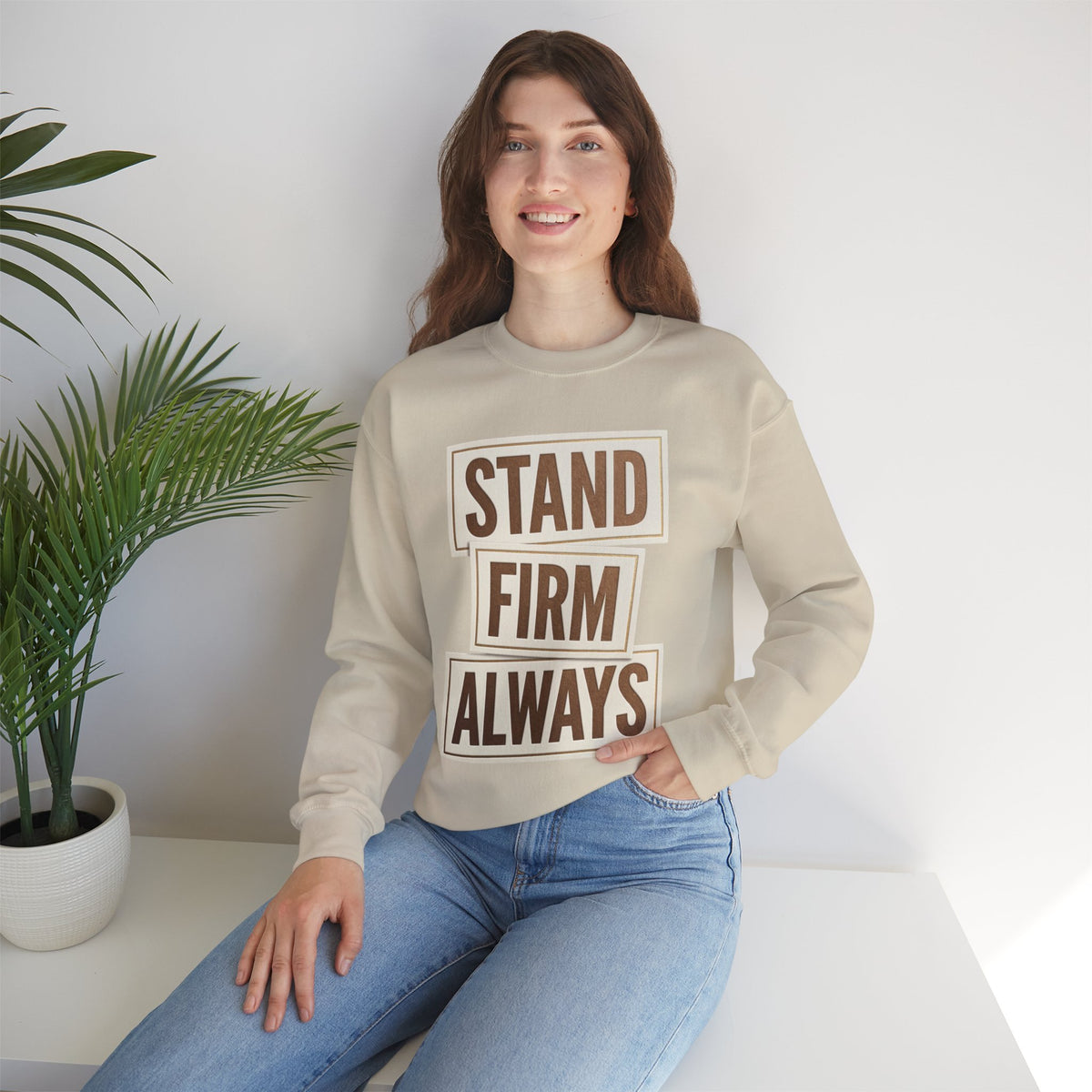 Stand Firm Always Sweatshirt | Christian Streetwear, Bold Typography, Distressed