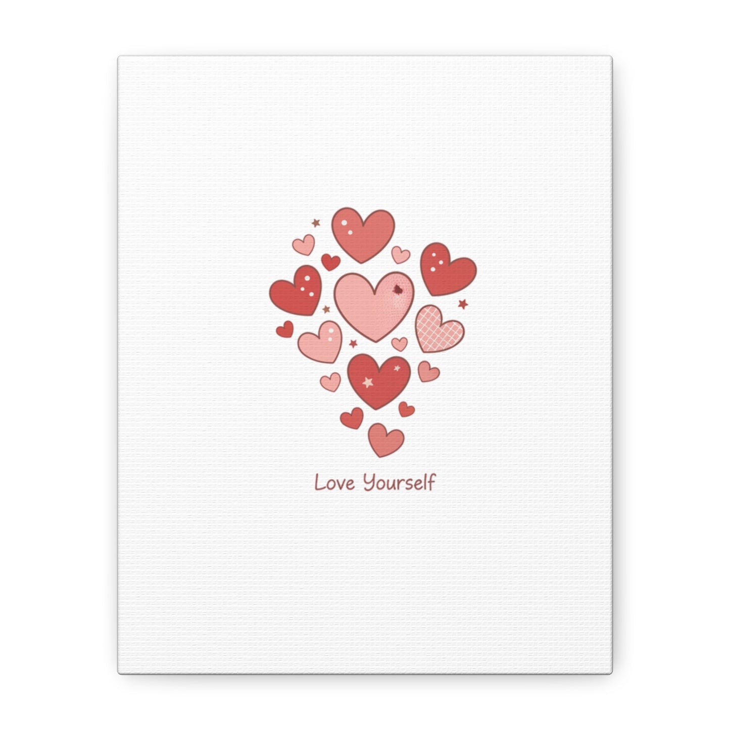Love Yourself Canvas Wall Art — Watercolor Hearts Inspirational Home Decor