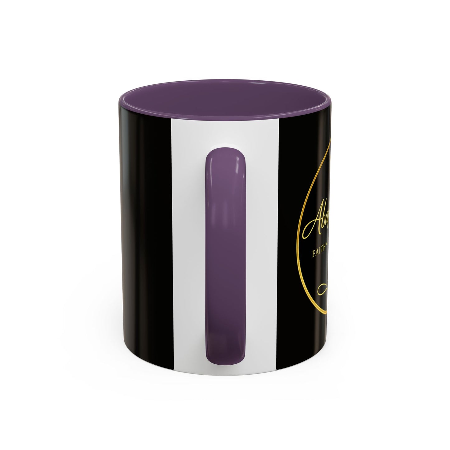 Black Accent Coffee Mug — "Abafamilystore: Faith • Family • Purpose" Gold Logo