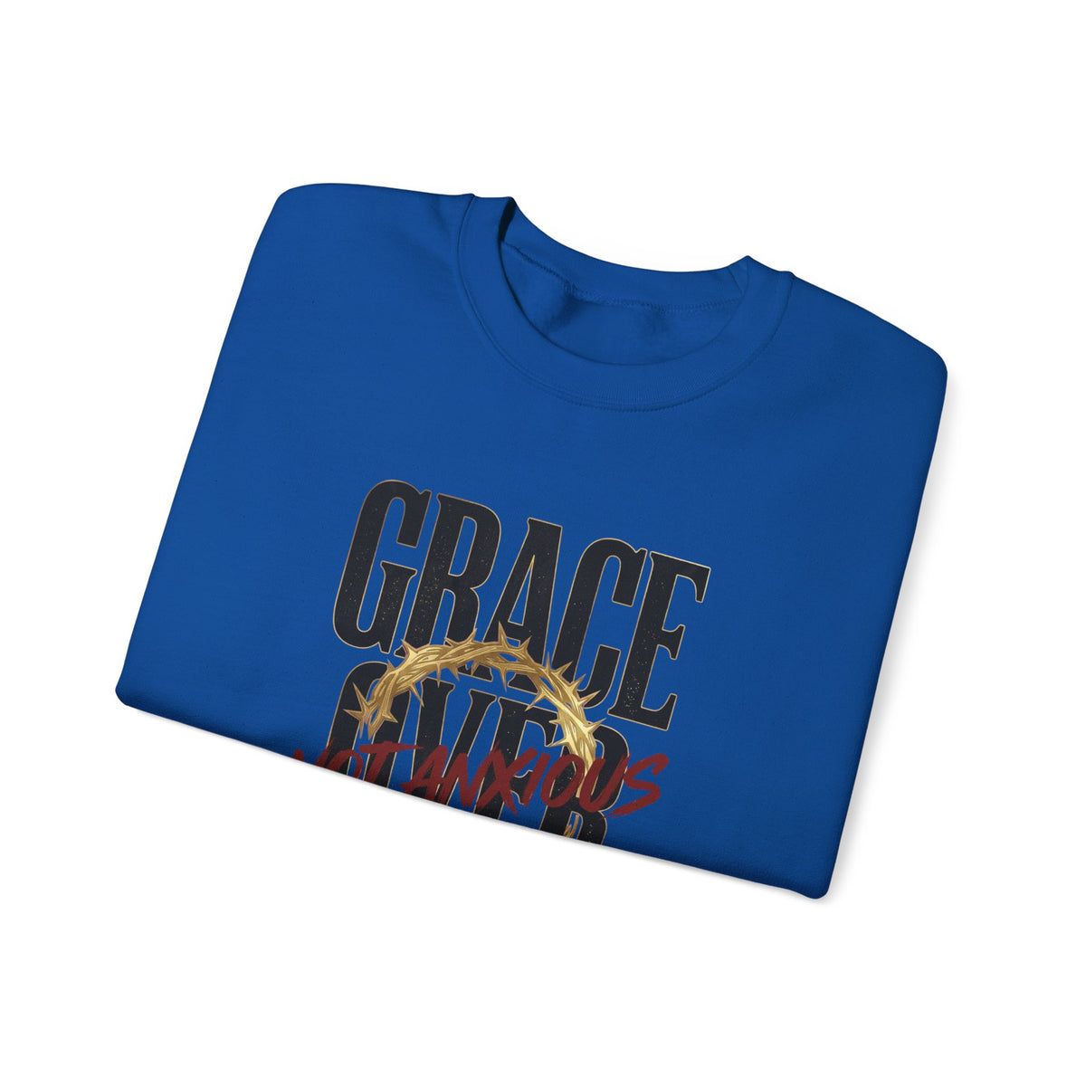 Grace Over Fear Crewneck Sweatshirt | Christian Streetwear, Distressed Thorn Graphic