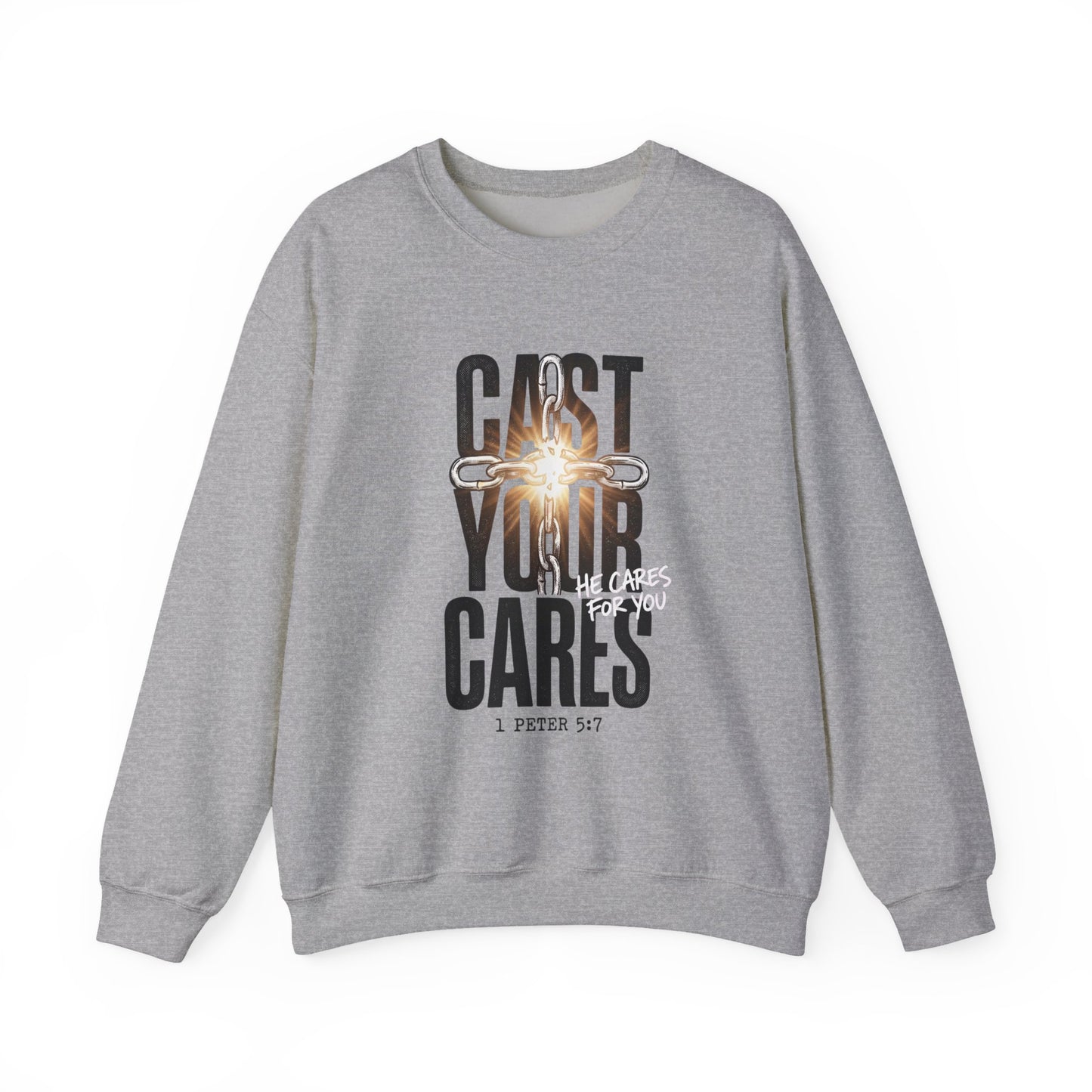 Cast Your Cares Sweatshirt | Christian Streetwear, Scripture 1 Peter 5:7
