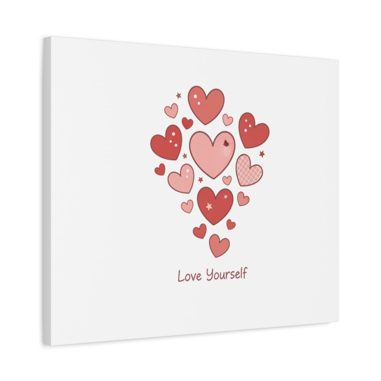 Love Yourself Canvas Wall Art — Watercolor Hearts Inspirational Home Decor