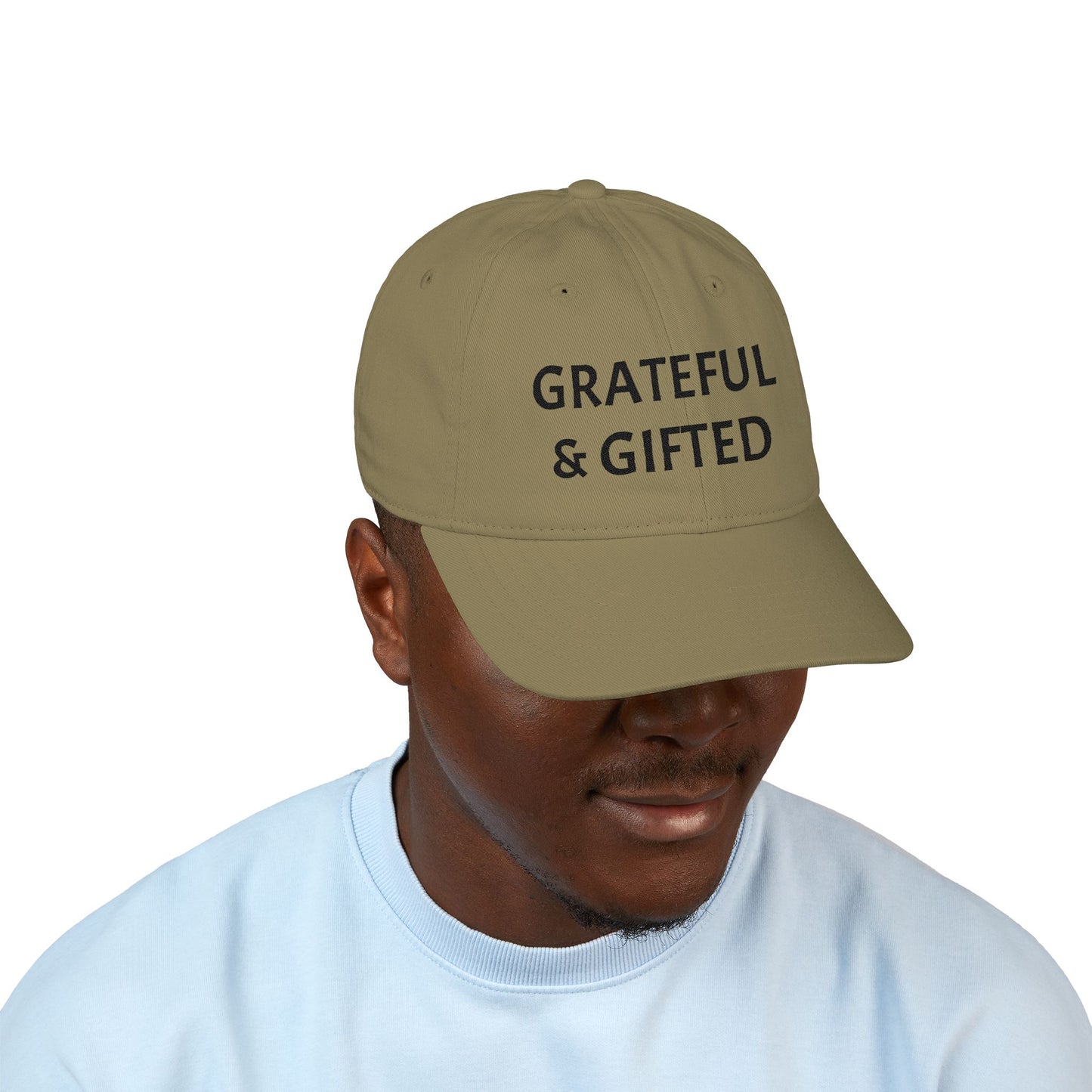 Grateful & Gifted Organic Baseball Cap, Eco-Friendly Hat, Embroidered Adjustable Cap, Gift for Friends, Casual Style Accessory