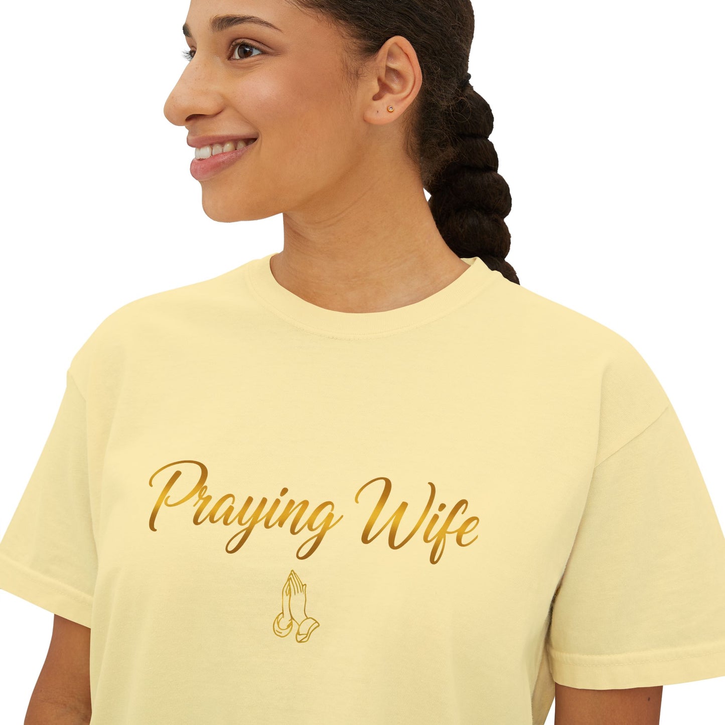 Praying Wife Boxy Tee — Spiritual Christian Shirt for Faithful Wives