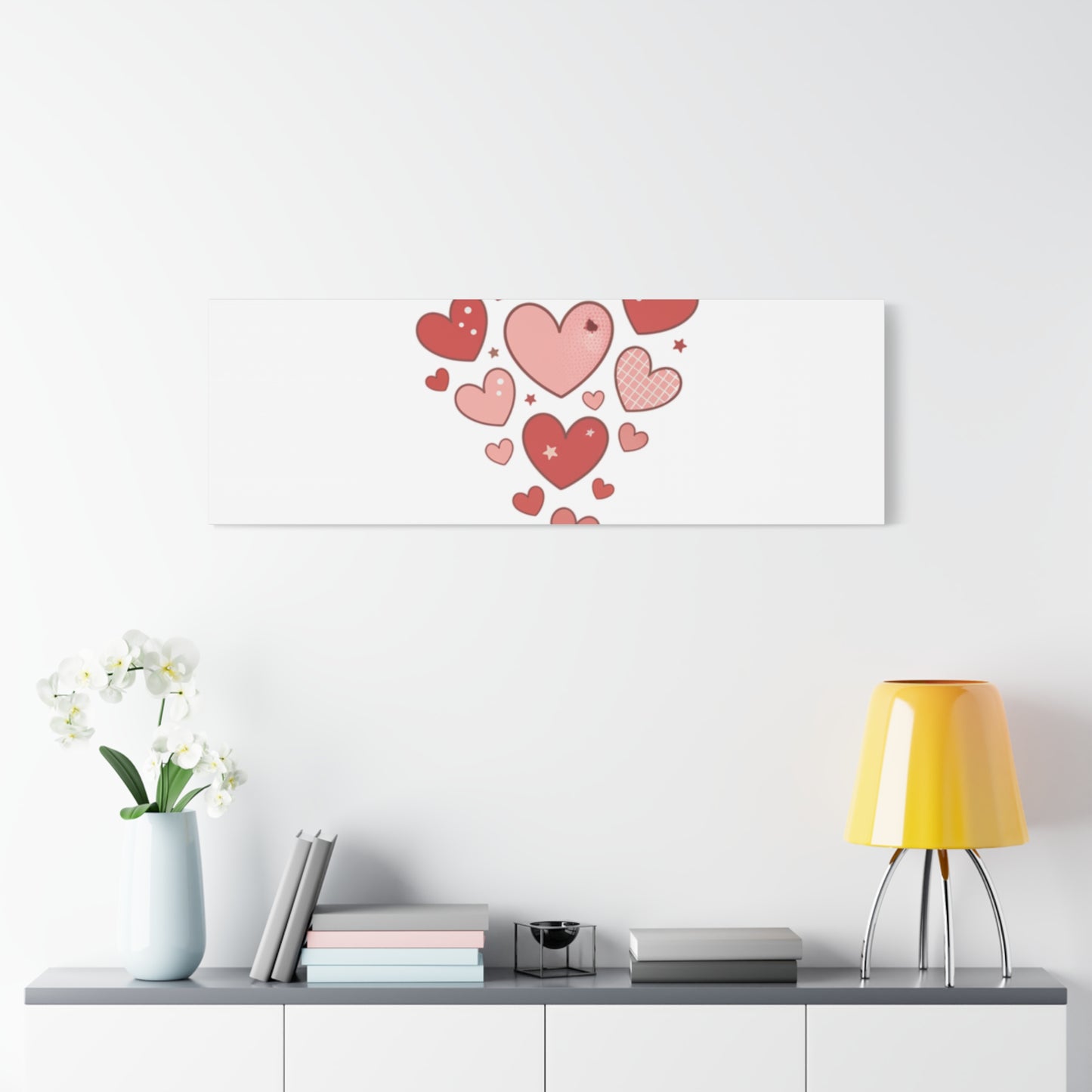 Love Yourself Canvas Wall Art — Watercolor Hearts Inspirational Home Decor