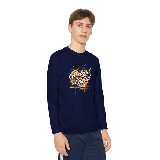 Youth Long Sleeve Tee — "Grateful & Gifted" Inspirational Kids Shirt