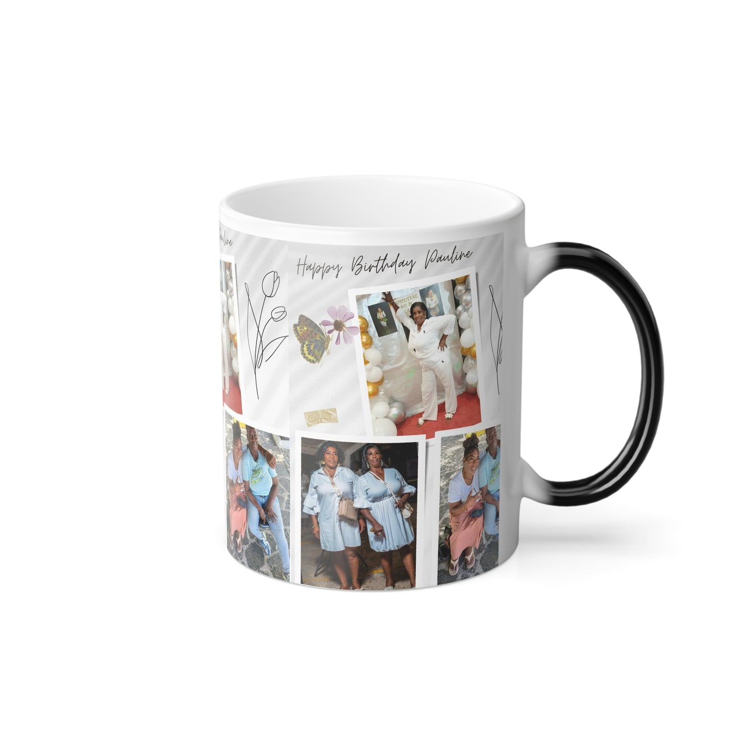 Customizable Color Morphing Mug with Personal Photos, Unique Birthday Gift, Heat-Activated, Fun Photo Collage, Mother's Day Coffee Cup