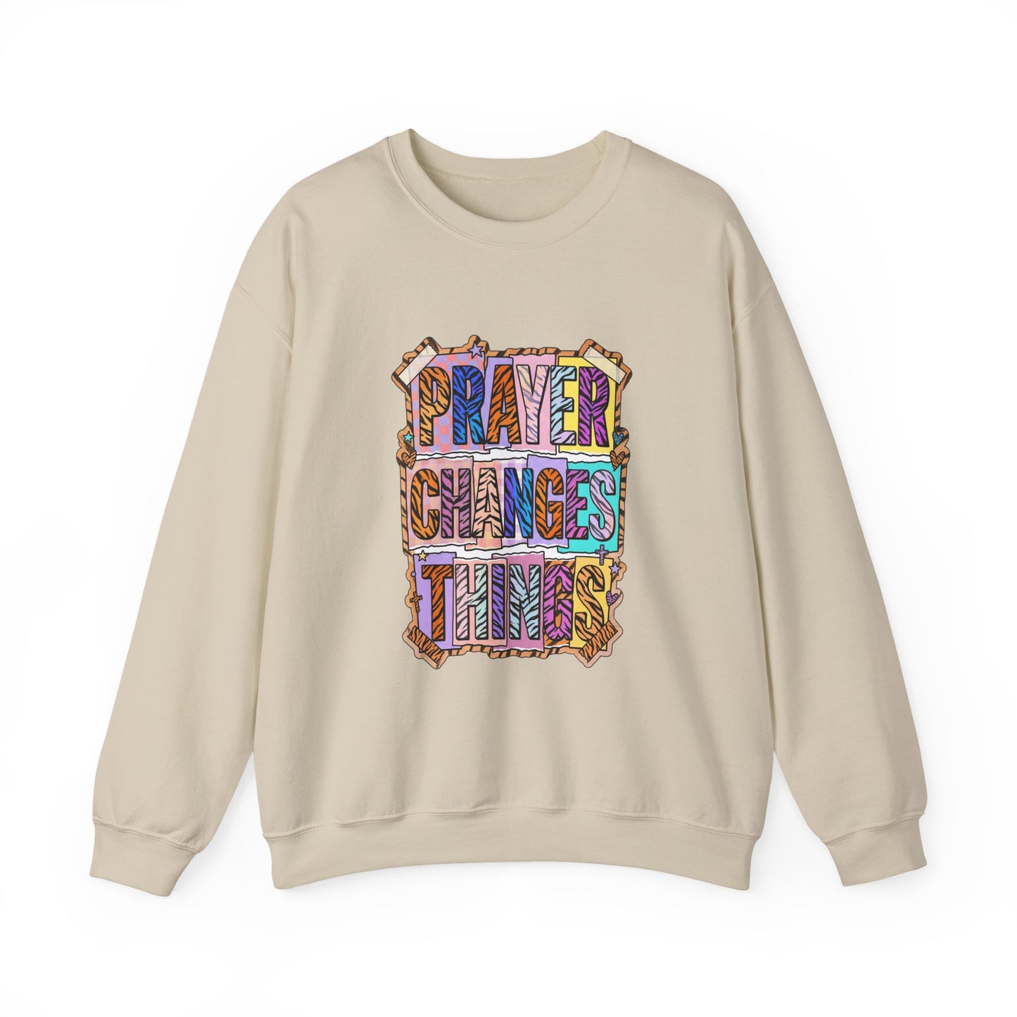 Prayer Changes Things Sweatshirt | Christian rainbow scripture, mixed-font faith