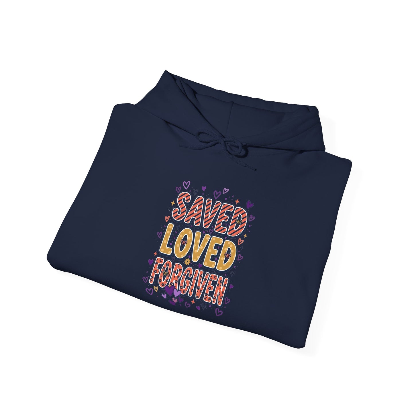 Saved Loved Praised hoodie | Christian rainbow scripture design