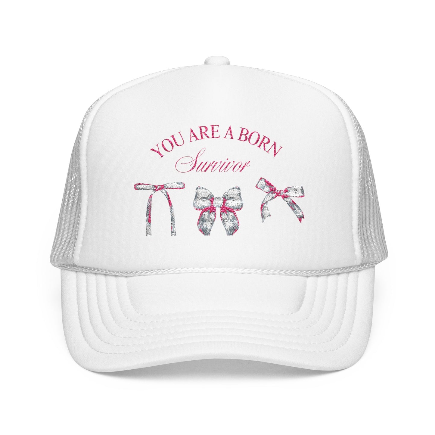 Embroidered Survival Trucker Hat - Inspirational, Unique Gift, Casual Wear, Cancer Awareness, Everyday Style