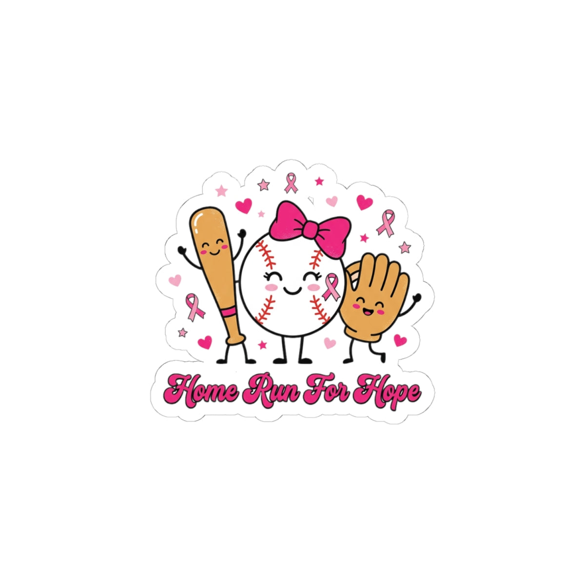 Home Run For Hope Sticker | Breast Cancer Awareness, Pink Ribbon Baseball